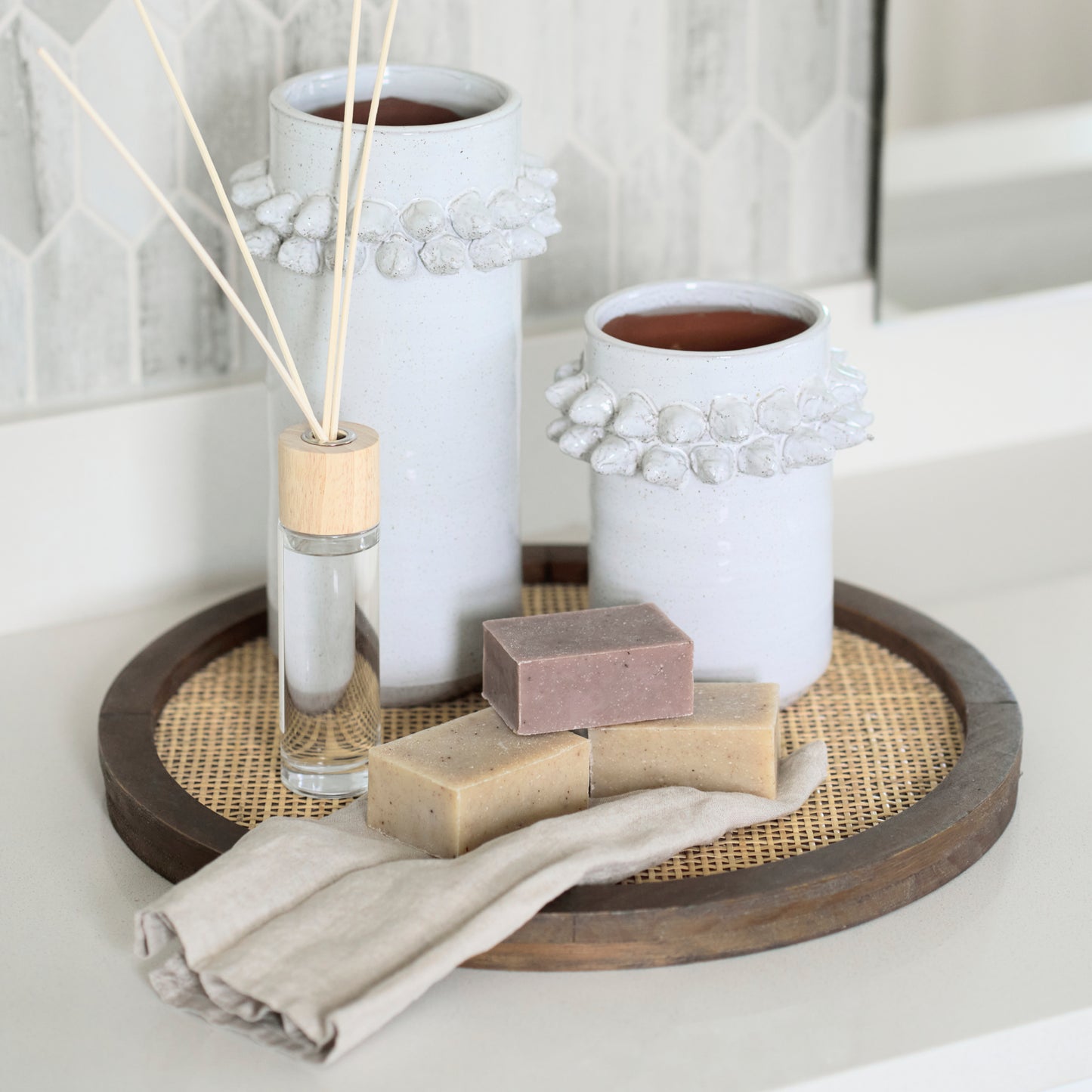 Farmhampton Small Gray Spoked Ceramic Vase