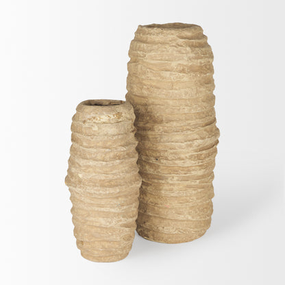 Kamli Small Beige Paper Mache Vase