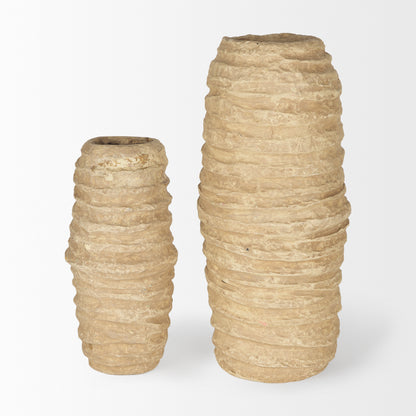 Kamli Small Beige Paper Mache Vase