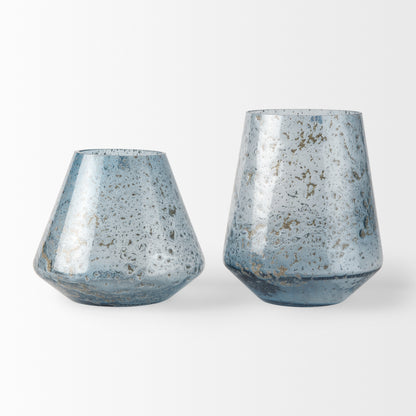 Robyn Short Blue Glass Vase