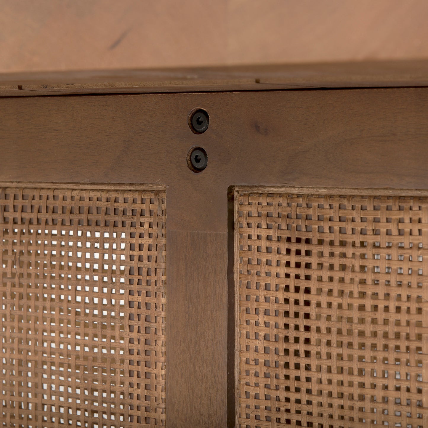 Grier 42" Square Medium Brown Solid Wood w/ Cane Coffee Table