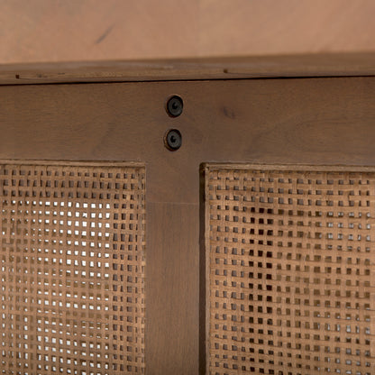 Grier 42" Square Medium Brown Solid Wood w/ Cane Coffee Table