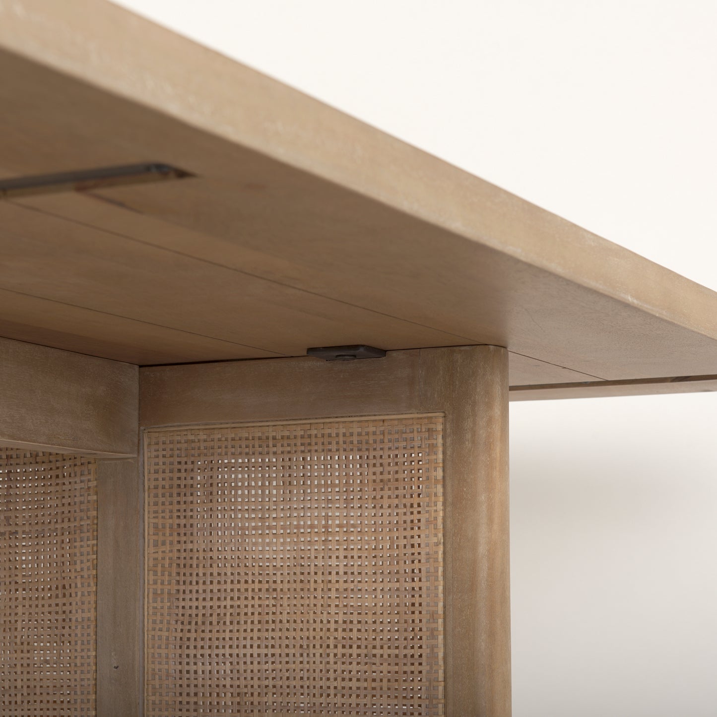 Grier 84" Light Brown Wood w/ Cane Dining Table