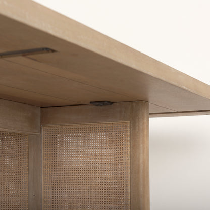 Grier 84" Light Brown Wood w/ Cane Dining Table