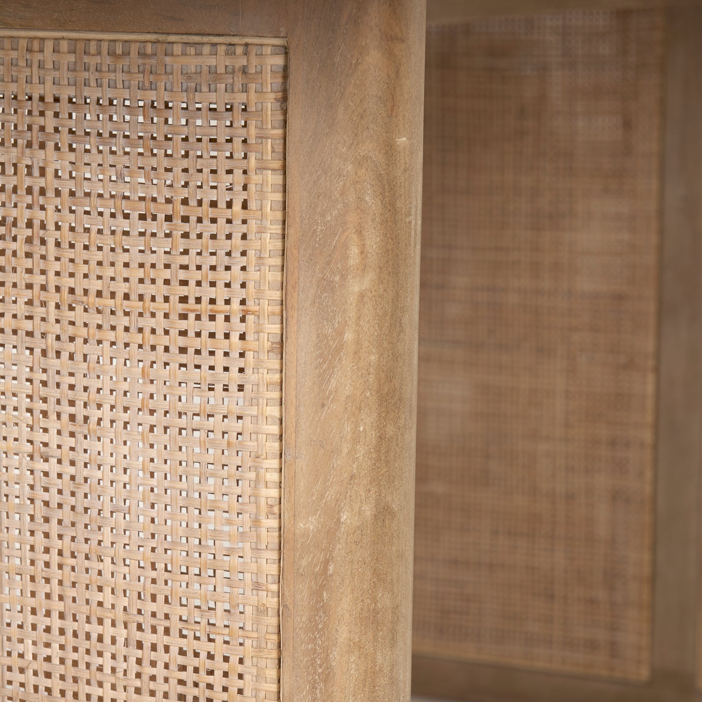 Grier 84" Light Brown Wood w/ Cane Dining Table