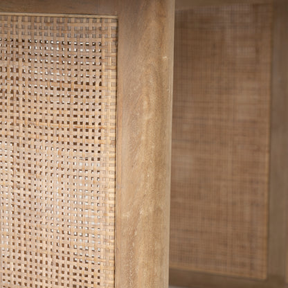 Grier 84" Light Brown Wood w/ Cane Dining Table