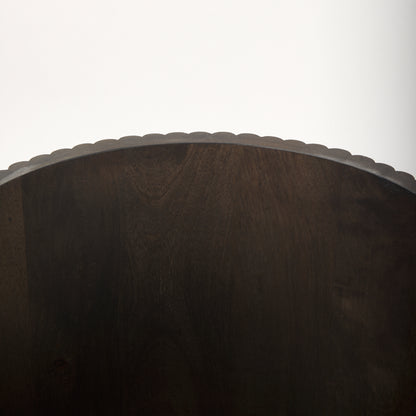 Terra 18L x 18W x 22H Dark Brown Wood Fluted Round Side Table