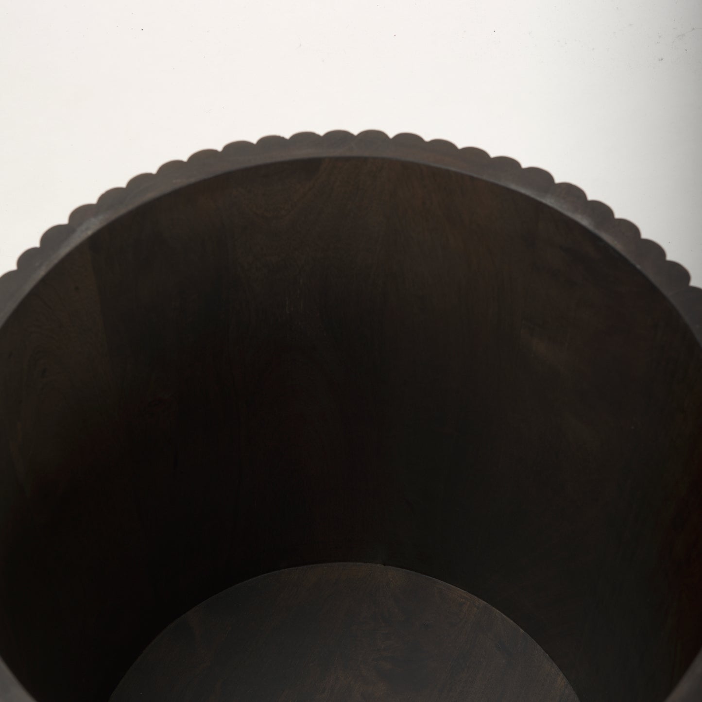 Terra 18L x 18W x 22H Dark Brown Wood Fluted Round Side Table