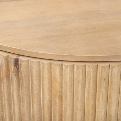 Terra Fluted Light Brown Wood 2-Door Accent Cabinet