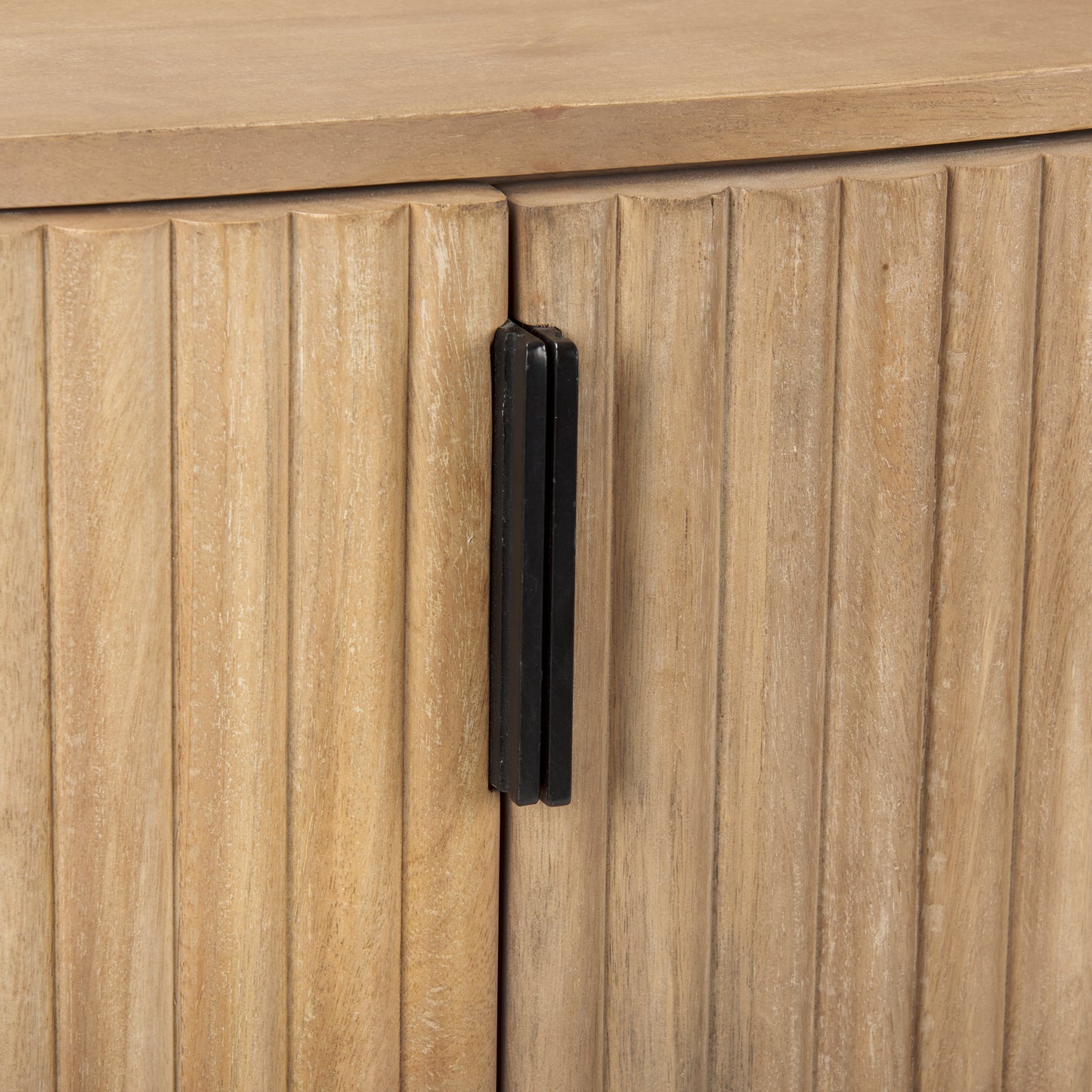 Terra Fluted Light Brown Wood 2-Door Accent Cabinet