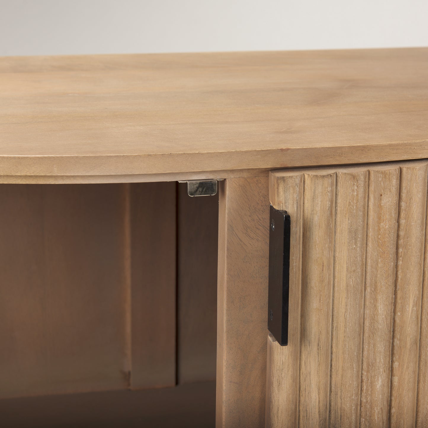 Terra Fluted Light Brown Wood 2-Door Accent Cabinet