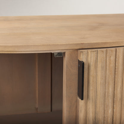 Terra Fluted Light Brown Wood 2-Door Accent Cabinet