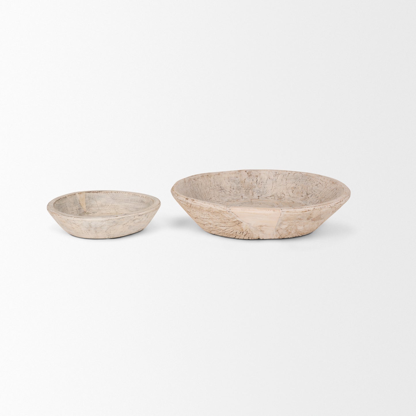 Nikita Set of 2 Large Light-Wash Reclaimed Wood Bowls