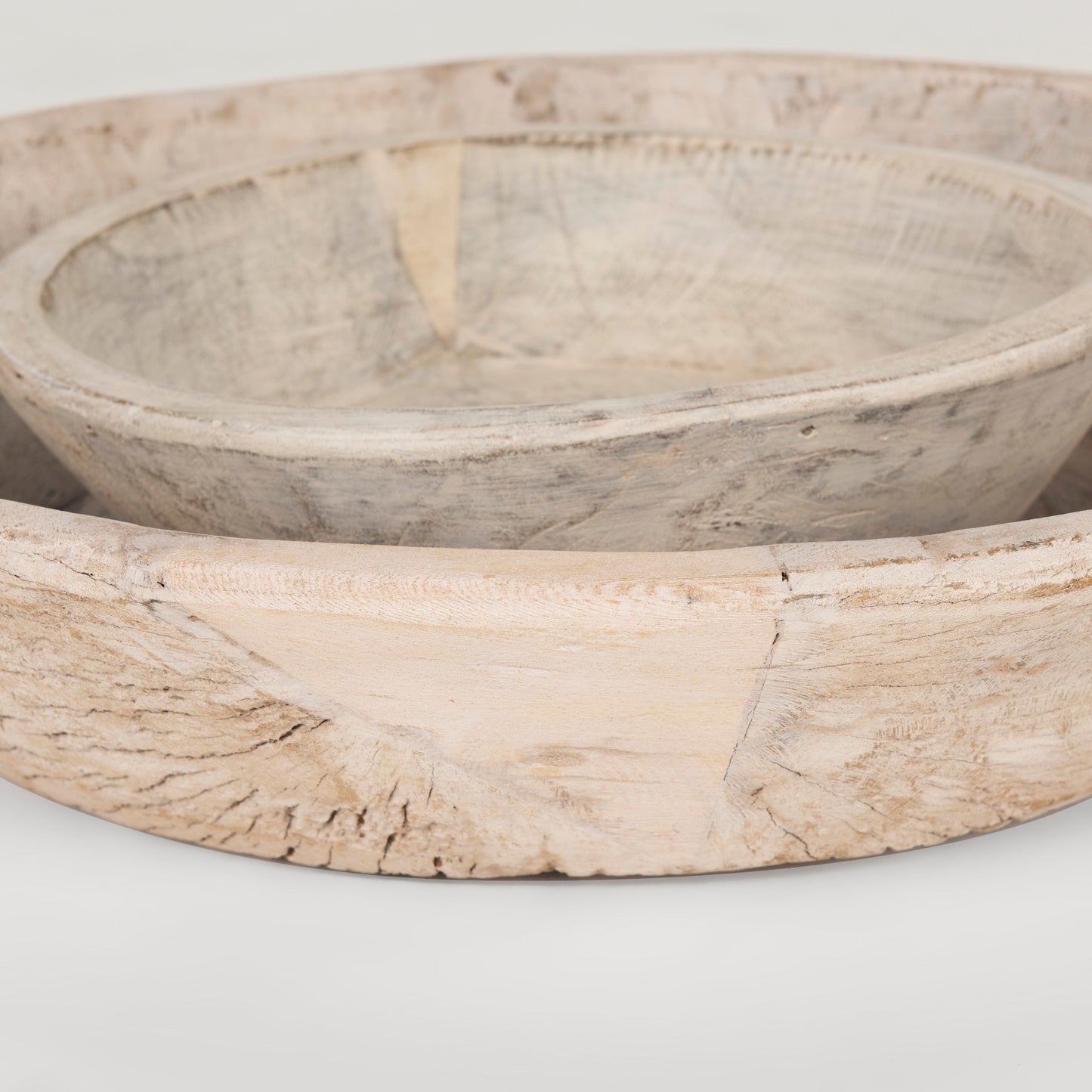 Nikita Set of 2 Large Light-Wash Reclaimed Wood Bowls