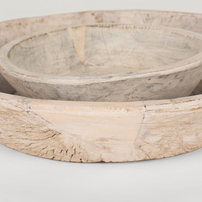 Nikita Set of 2 Large Light-Wash Reclaimed Wood Bowls