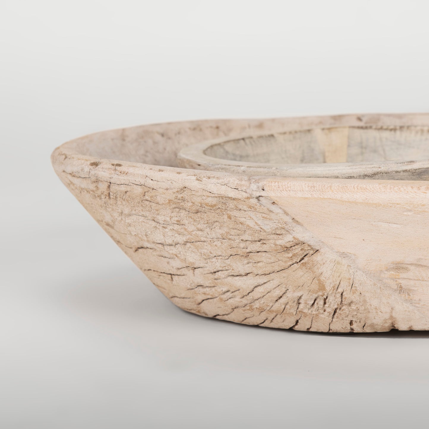 Nikita Set of 2 Large Light-Wash Reclaimed Wood Bowls