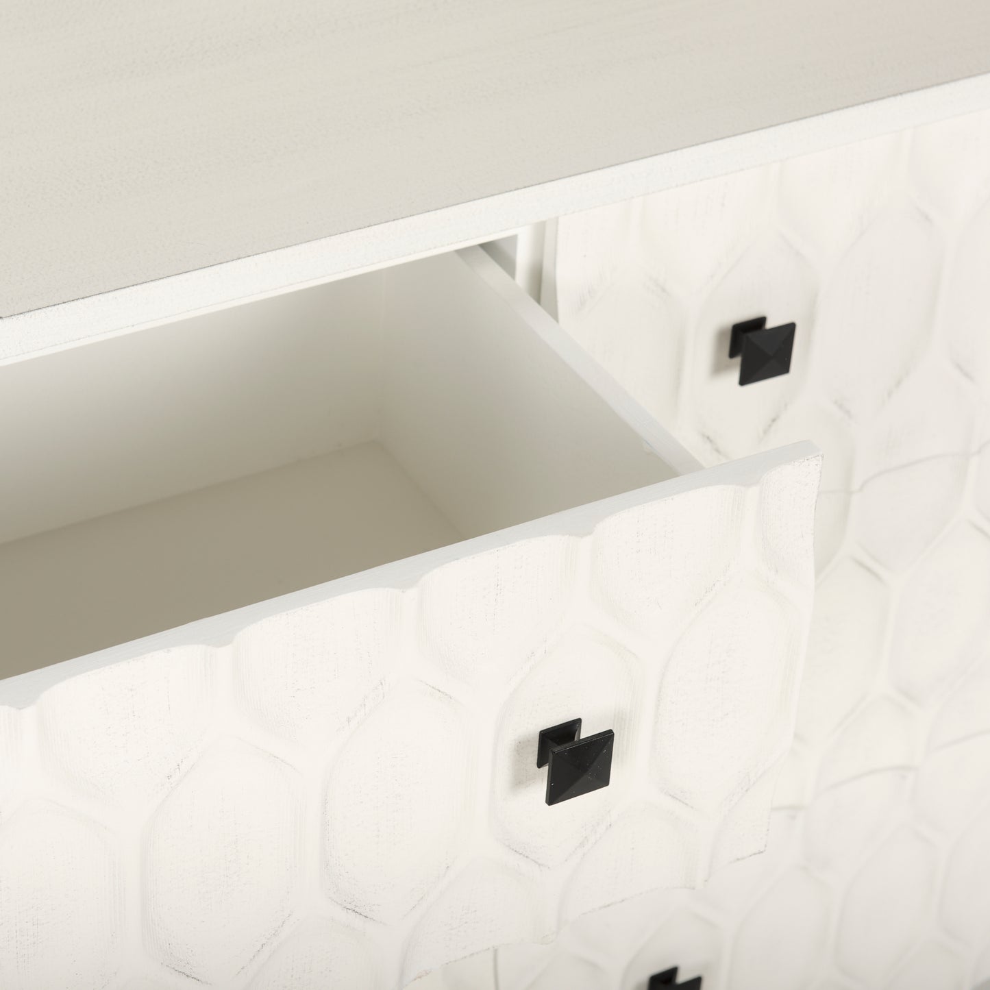 Savannah White Fir Veneer w/ Gray Metal 6-Drawer Sideboard