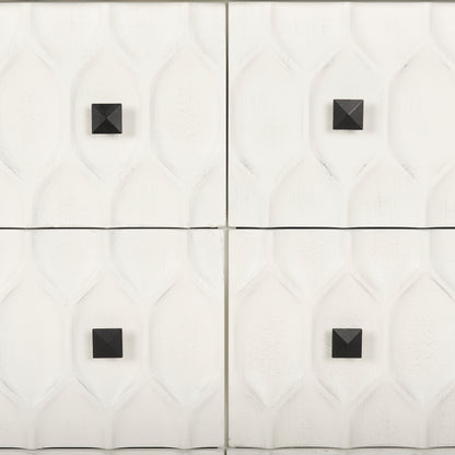 Savannah White Fir Veneer w/ Gray Metal 6-Drawer Sideboard