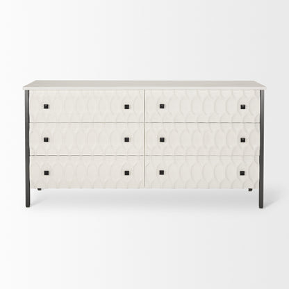 Savannah White Fir Veneer w/ Gray Metal 6-Drawer Sideboard