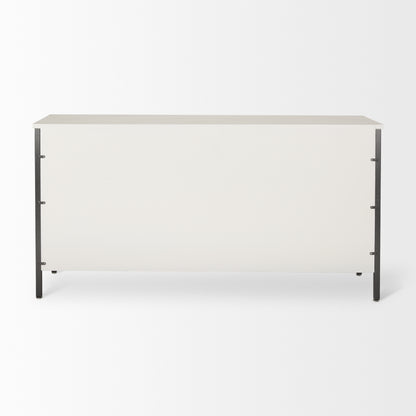 Savannah White Fir Veneer w/ Gray Metal 6-Drawer Sideboard