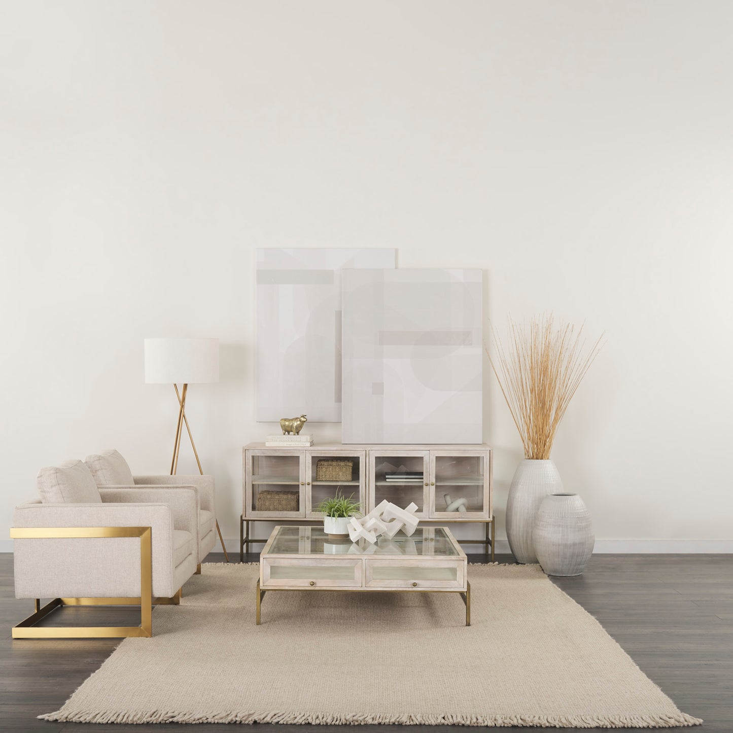 Reyan Small Pearl White Ceramic Striped Vase