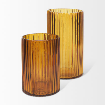 Dawn Short Amber Glass Vase
