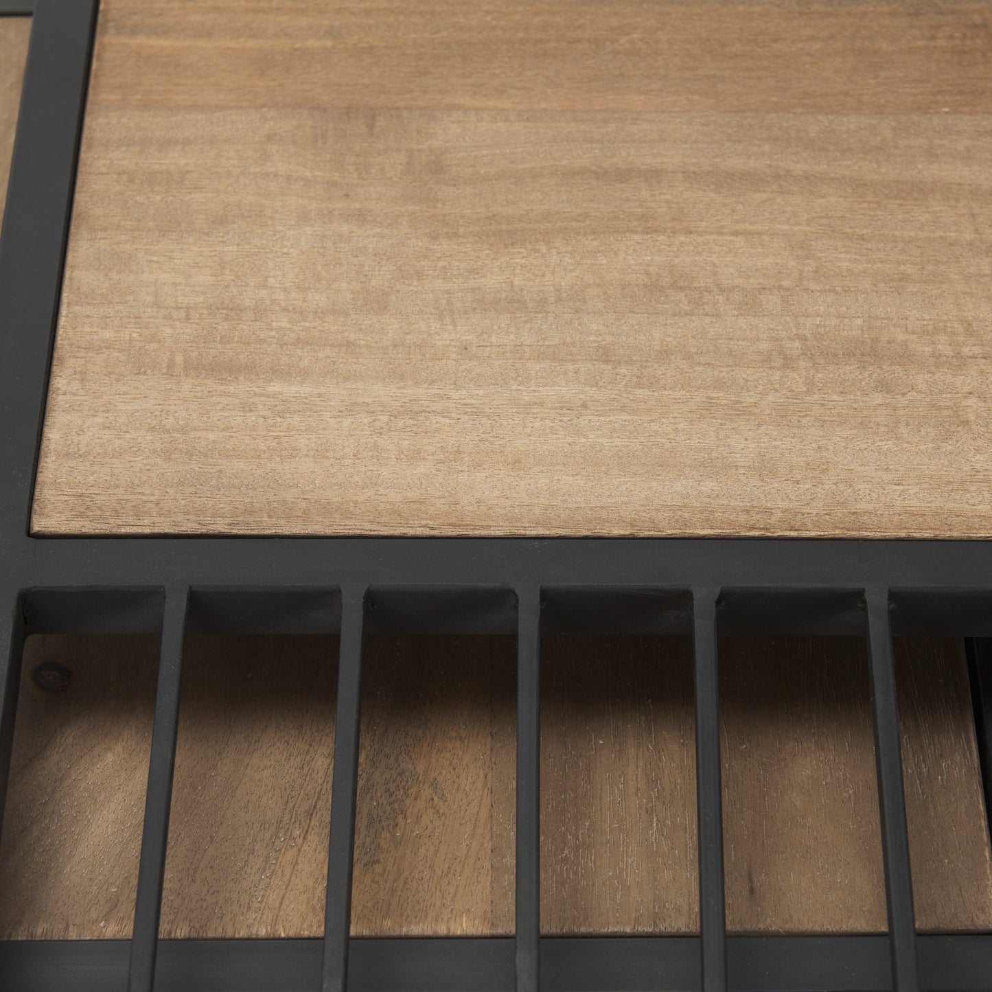 Miles Black Metal w/ Light Wood Nesting End/Side Table