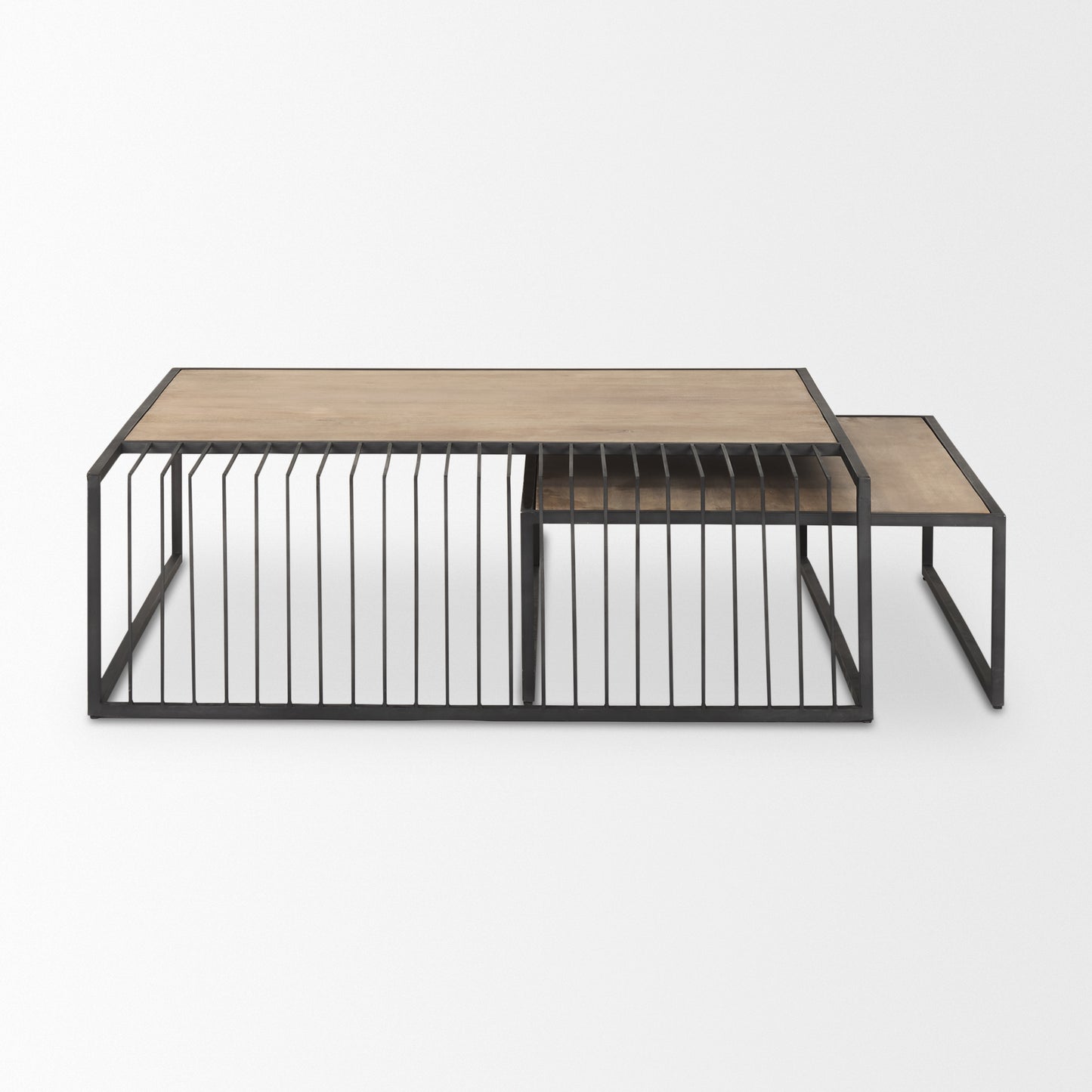Miles Black Metal w/ Light Wood Nesting Coffee Table