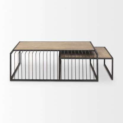 Miles Black Metal w/ Light Wood Nesting Coffee Table