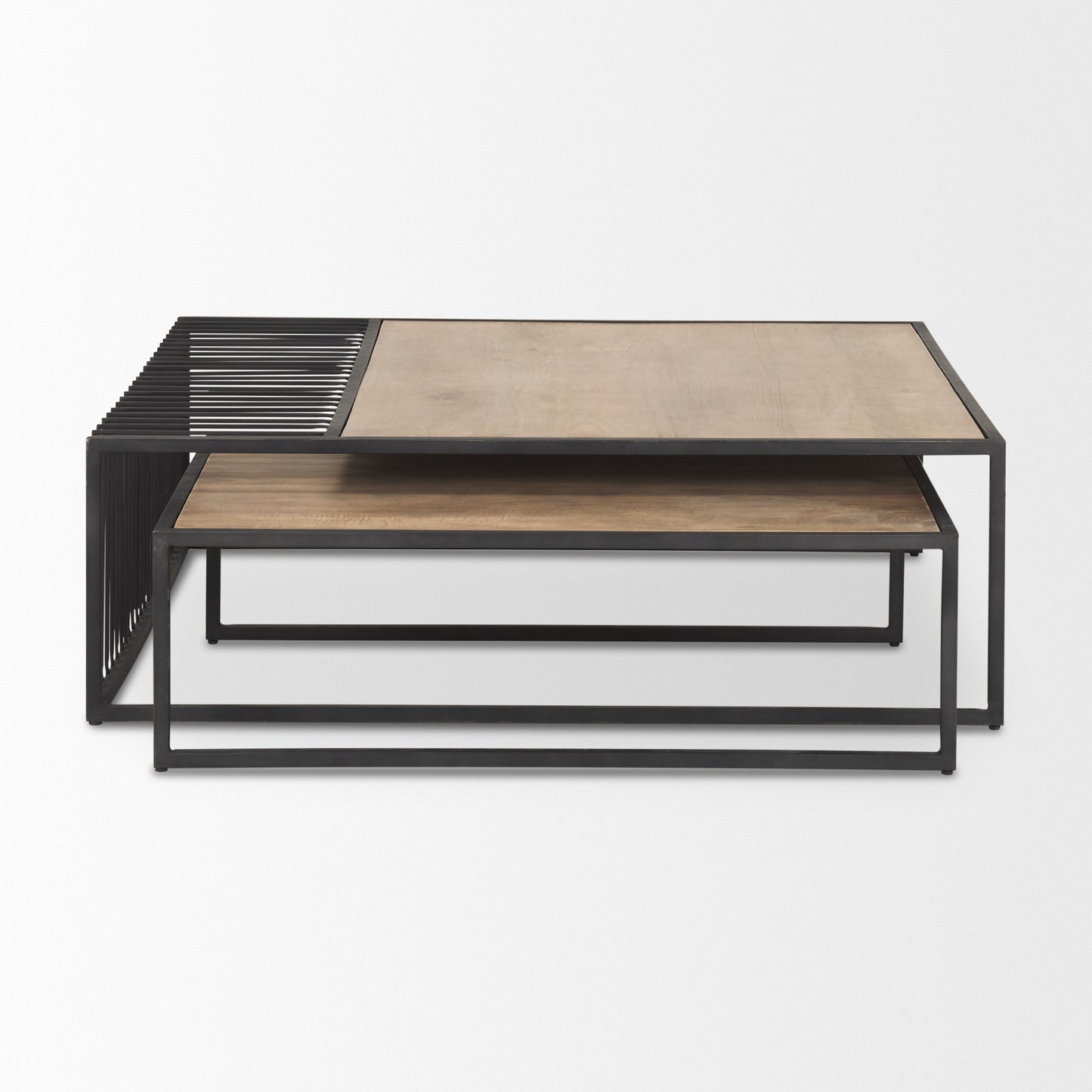 Miles Black Metal w/ Light Wood Nesting Coffee Table
