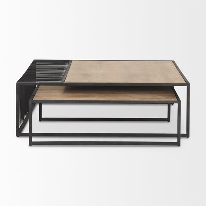 Miles Black Metal w/ Light Wood Nesting Coffee Table
