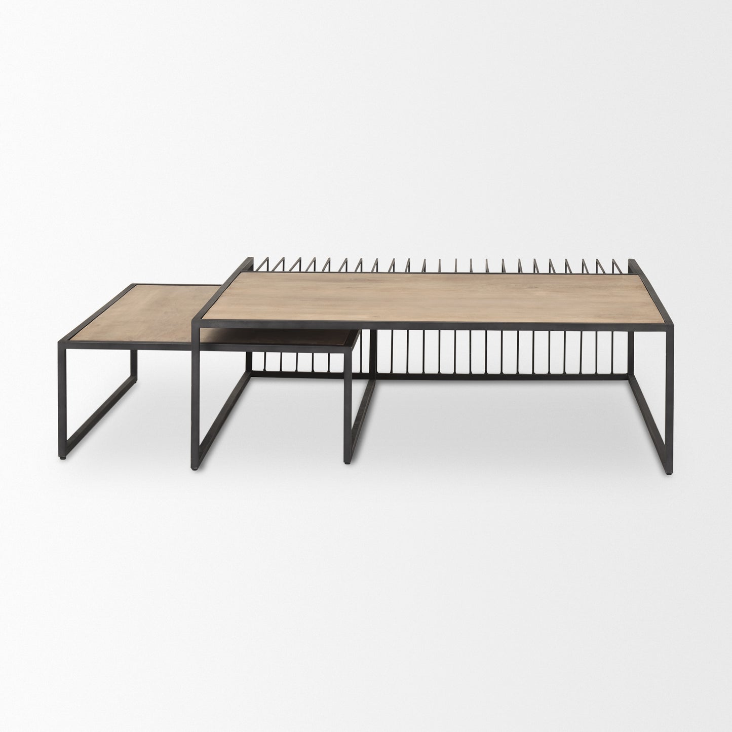 Miles Black Metal w/ Light Wood Nesting Coffee Table