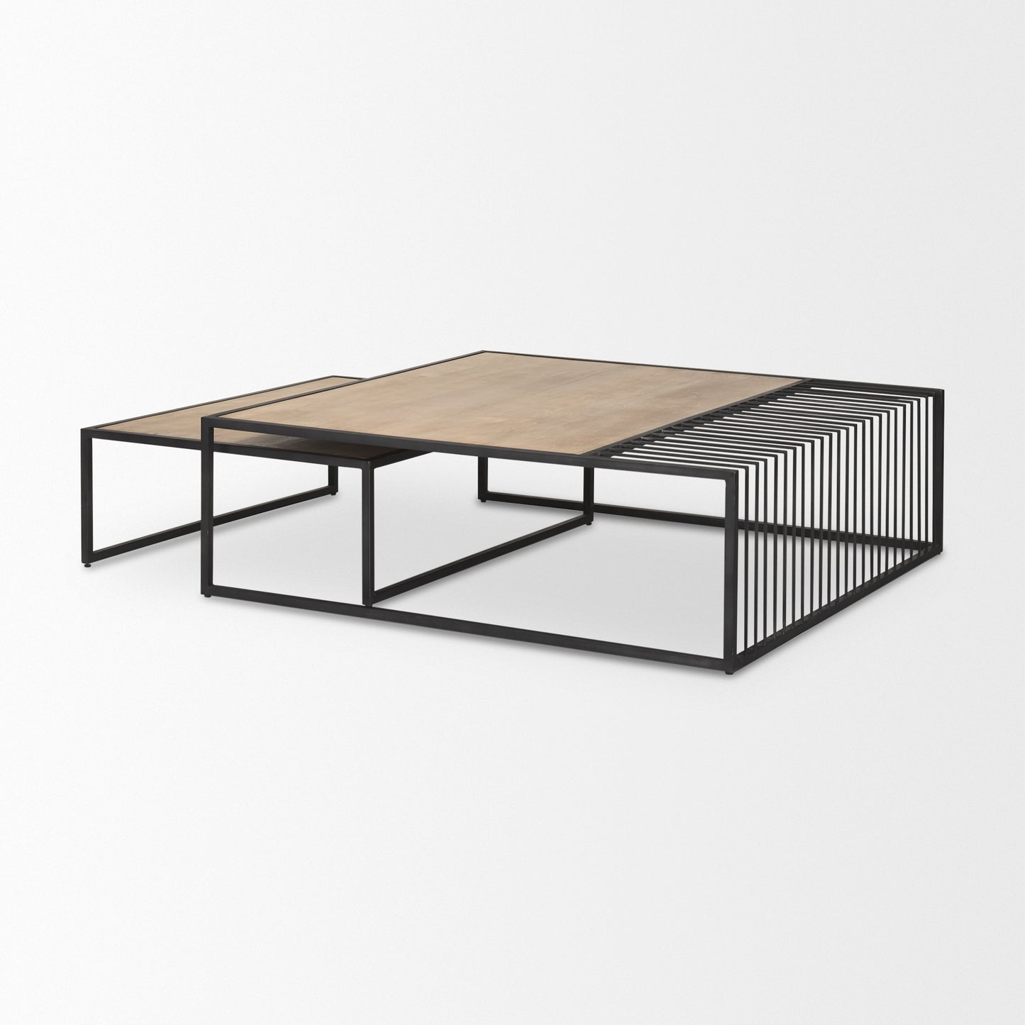 Miles Black Metal w/ Light Wood Nesting Coffee Table