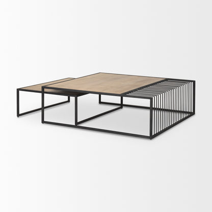 Miles Black Metal w/ Light Wood Nesting Coffee Table