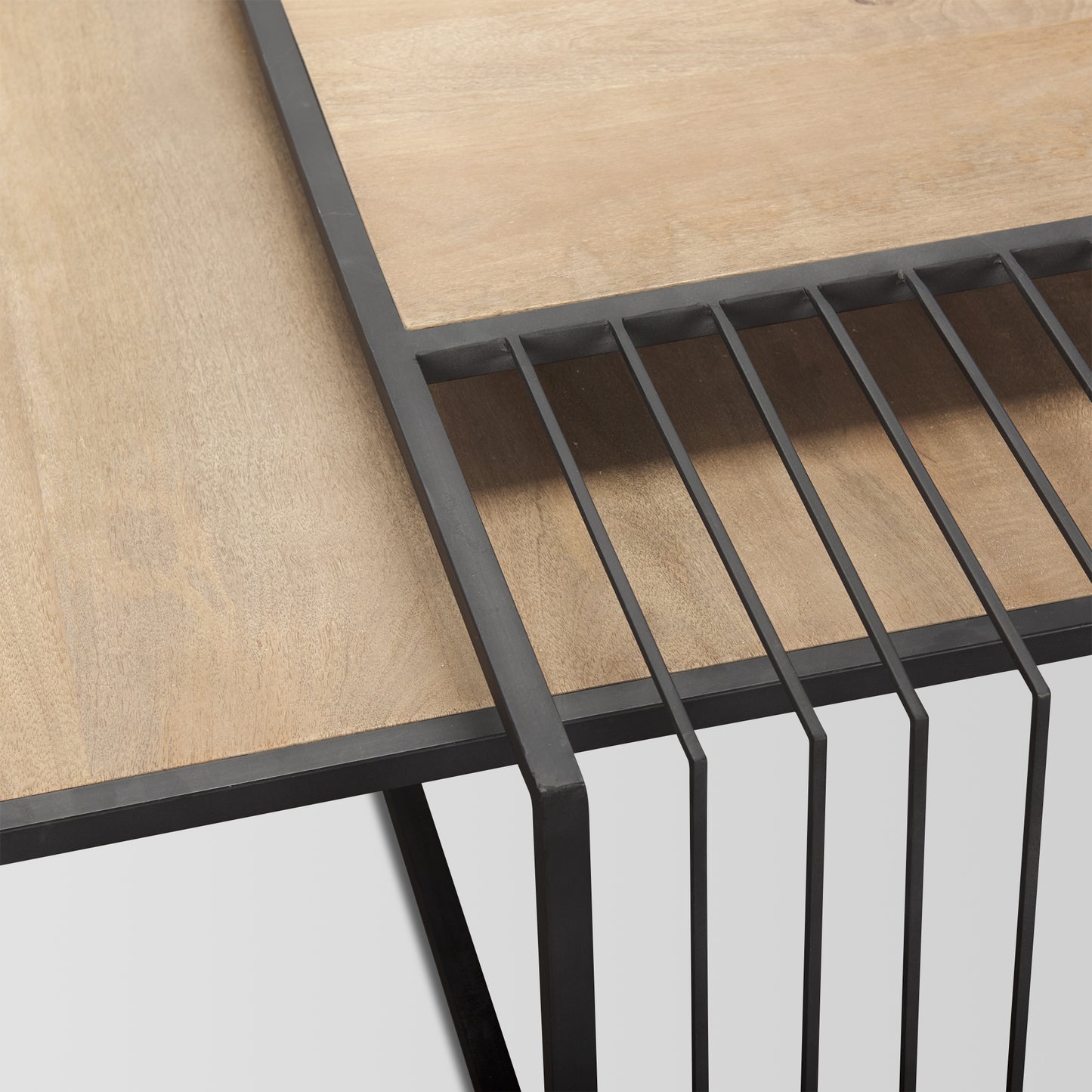 Miles Black Metal w/ Light Wood Nesting Coffee Table