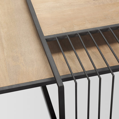 Miles Black Metal w/ Light Wood Nesting Coffee Table