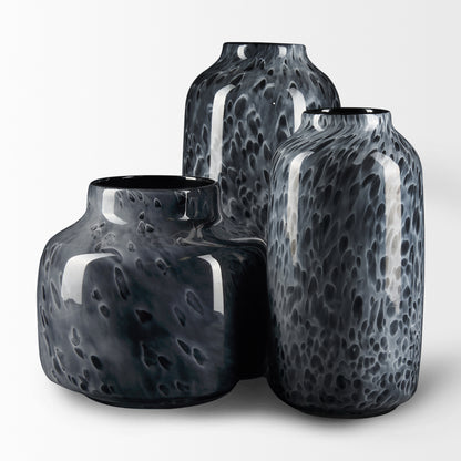 Masai Medium Black Mottled Glass Vase