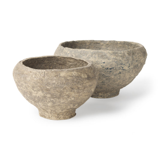 Sonu Set of 2 Gray Paper Mache Half-Pot Bowls