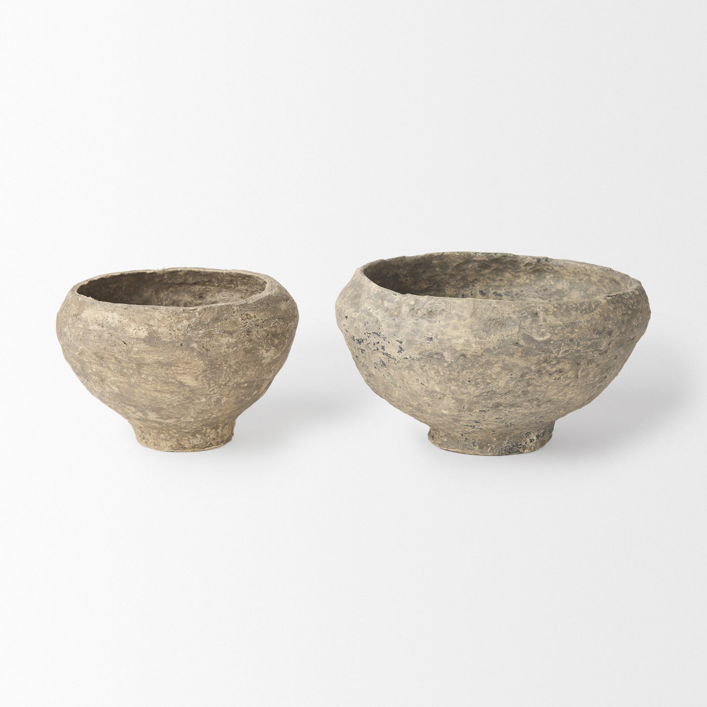 Sonu Set of 2 Gray Paper Mache Half-Pot Bowls