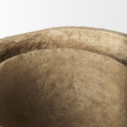 Sonam Set of 2 Beige Paper Mache Spiked Bowls