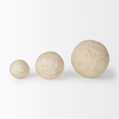 Sunita Set of 3 Beige Paper Mache Orbs