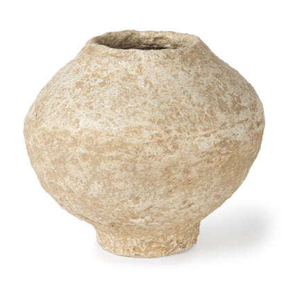 Ritu Small Beige Paper Mache Pot Vase