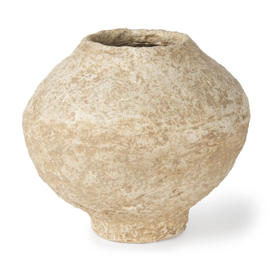 Ritu Small Beige Paper Mache Pot Vase