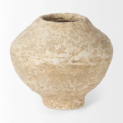 Ritu Small Beige Paper Mache Pot Vase