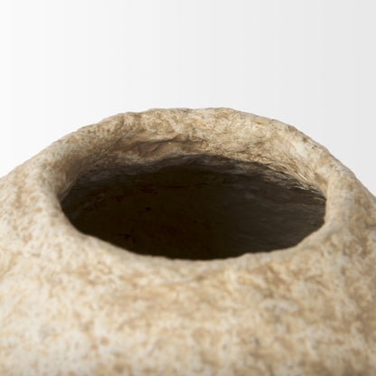 Ritu Small Beige Paper Mache Pot Vase