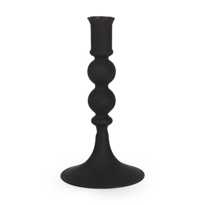 Haute Small Matte Black Blown Glass Candlestick
