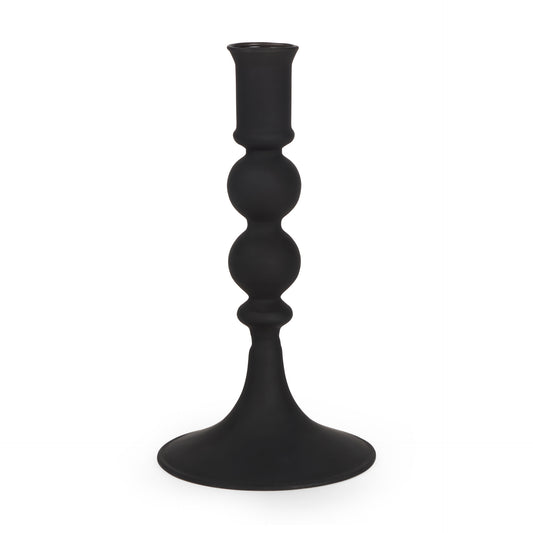 Haute Small Matte Black Blown Glass Candlestick