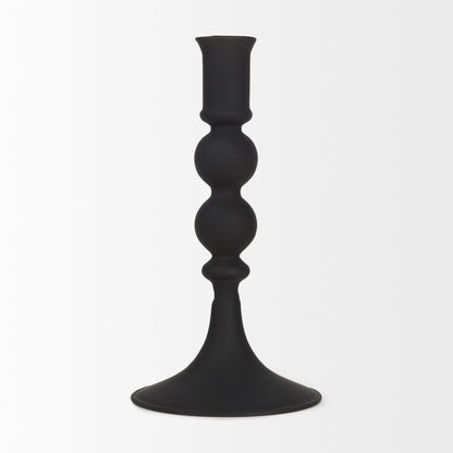 Haute Small Matte Black Blown Glass Candlestick