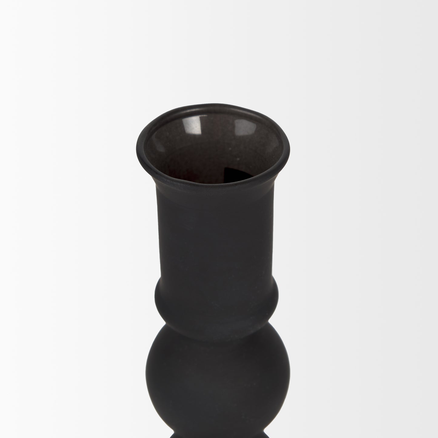 Haute Small Matte Black Blown Glass Candlestick