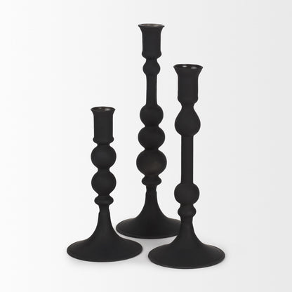 Haute Small Matte Black Blown Glass Candlestick